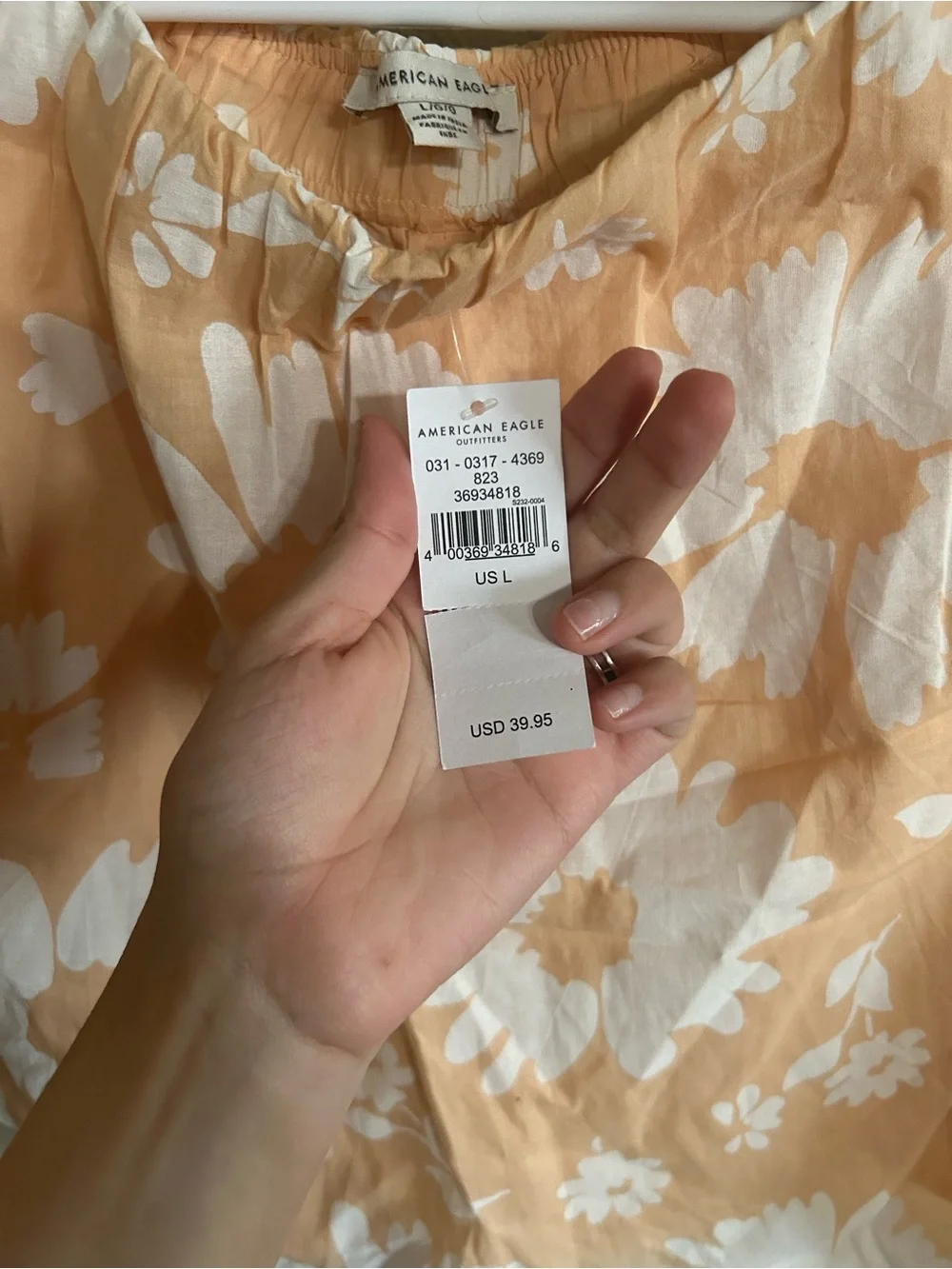 American Eagle Outfitters Peach Floral Waistband Skirt